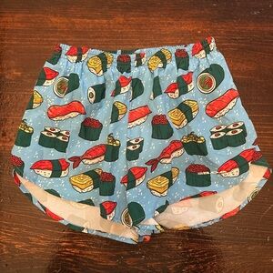 Women's Sushi Print Athletic Shorts - Blue